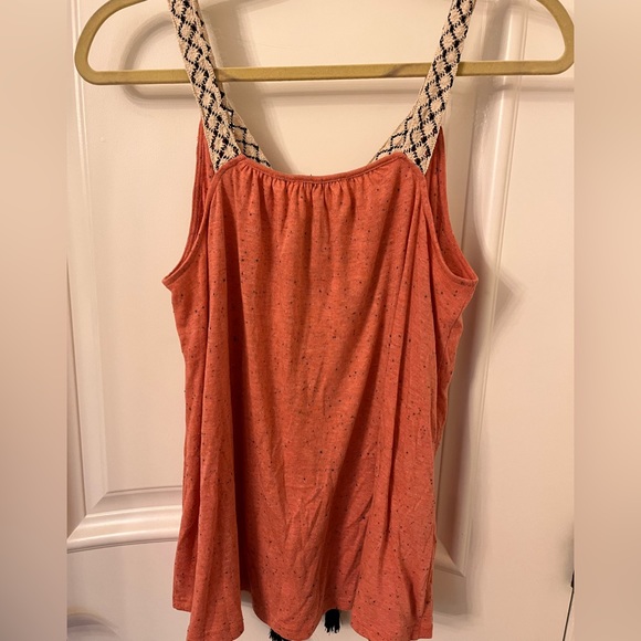 Kori razor back tank. Cute burnt orange with white and black straps. - Picture 3 of 3